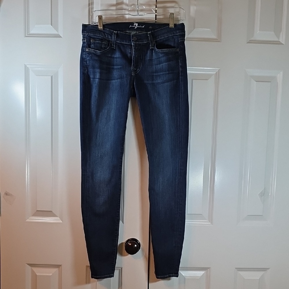 7 For All Mankind The‎ Skinny Jeans Womens 27 Dark Wash Blue Good Stretch Denim